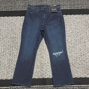 Banana Republic Mid Rise Crop Flare Jeans Women’s 30 Dark Wash Stretch Denim NWT